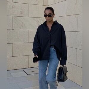 GAP Organic Cotton Poplin Big Shirt in Black NWT